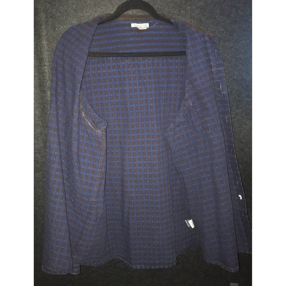 Carbon2Cobalt Shirt XL Mens Blue Brown Plaid Check Button Up Cotton Long Sleeve - Picture 6 of 11